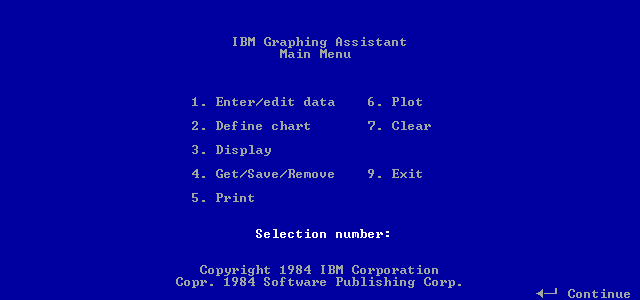 IBM Graphing Assistant 1.01 - Menu